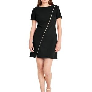 Donna Morgan Black Mini Dress with Asymmetric Zipper
